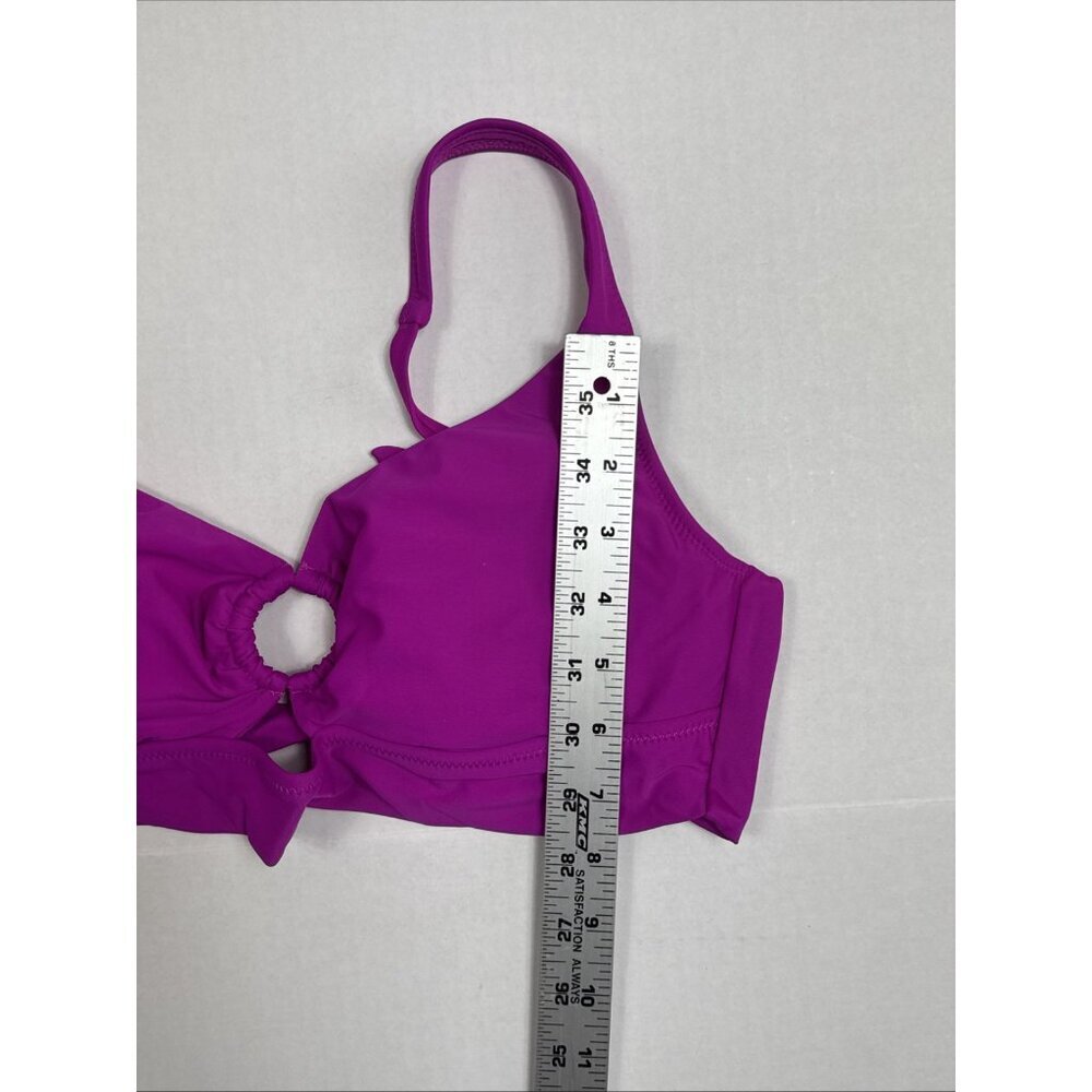 Bar III Banded Ring Bikini Swim Top Women's L Violet NWT 9379 - Picture 5 of 12